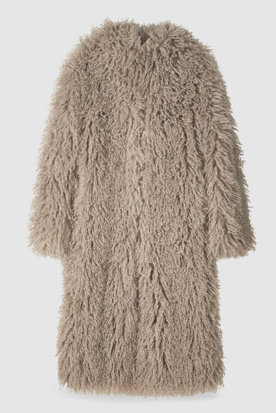 Soft curled coat, Brown, Patrizia Pepe