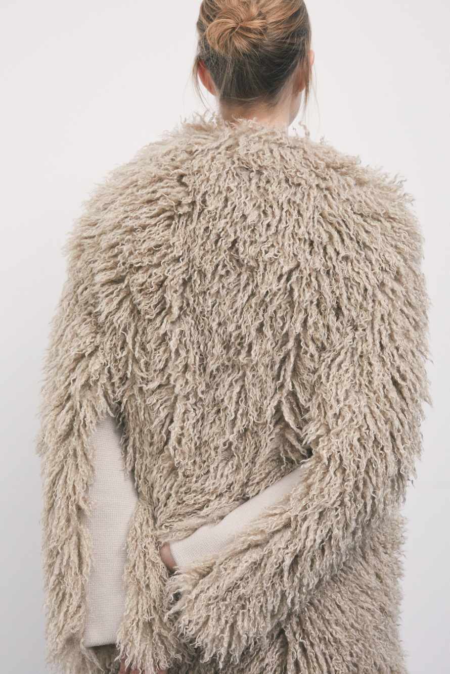 Soft curled coat, Brown, Patrizia Pepe