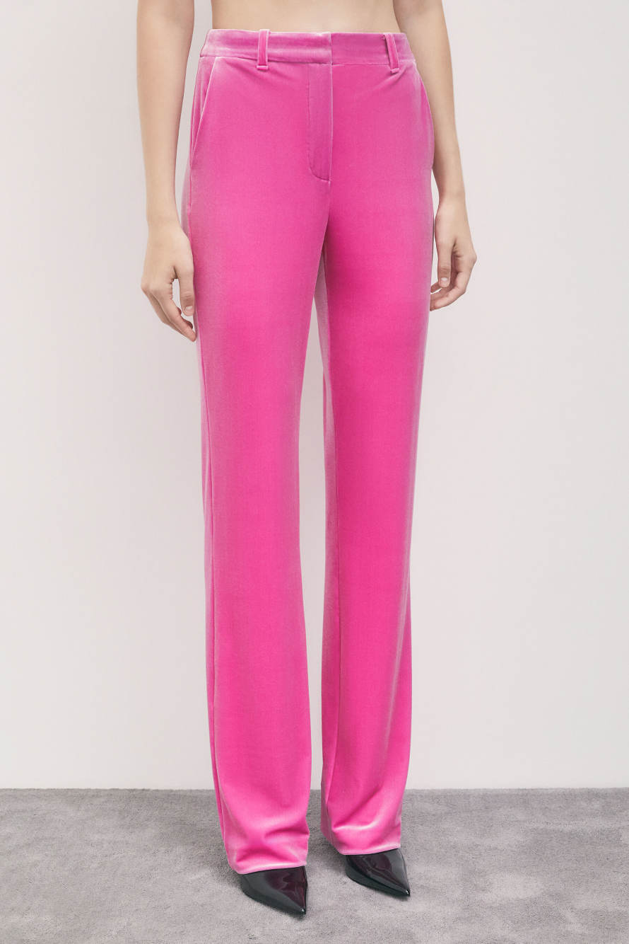 Pantalon droit en velours stretch, Rose, Patrizia Pepe