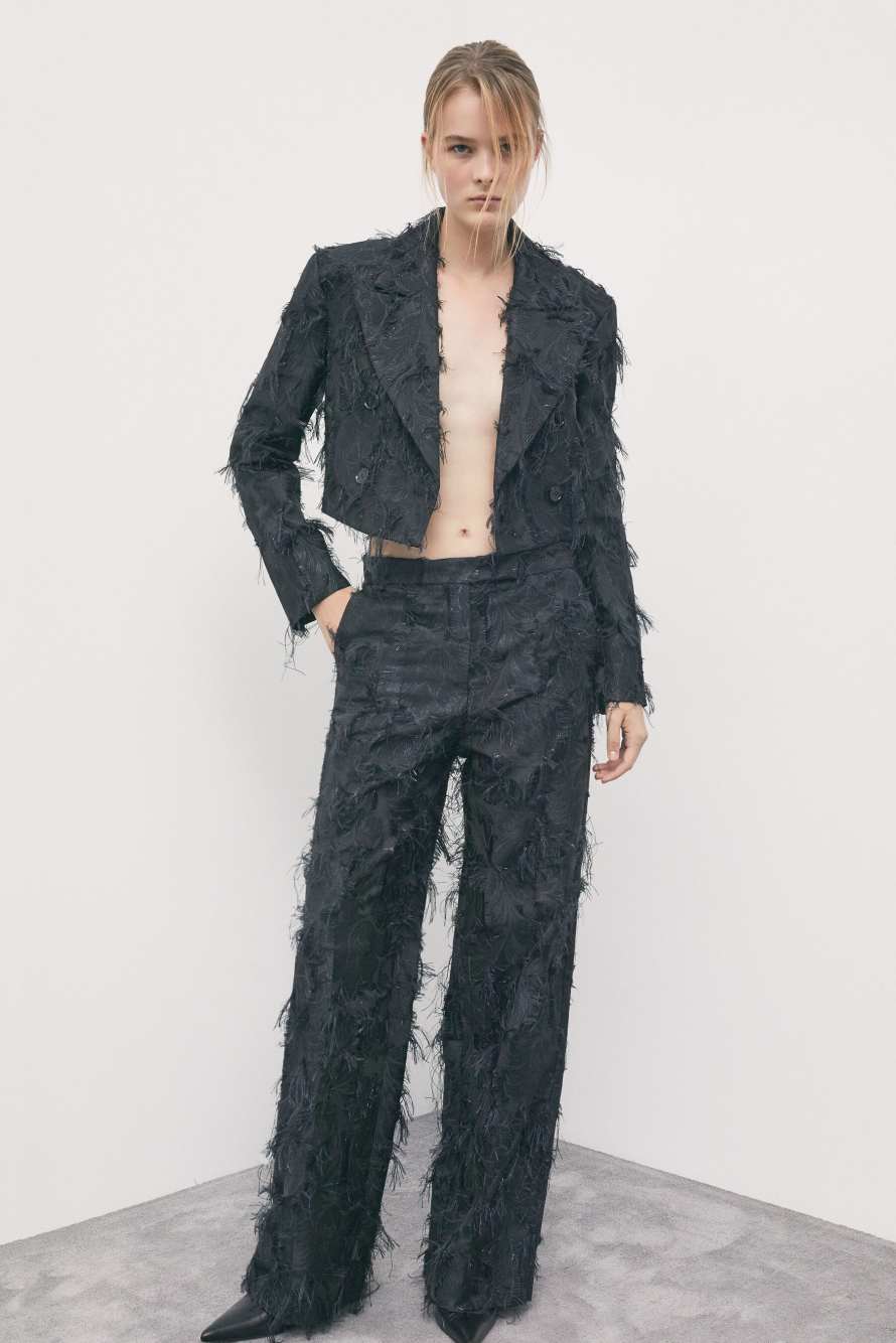 Cropped Jacquard Blazer, Black, Patrizia Pepe