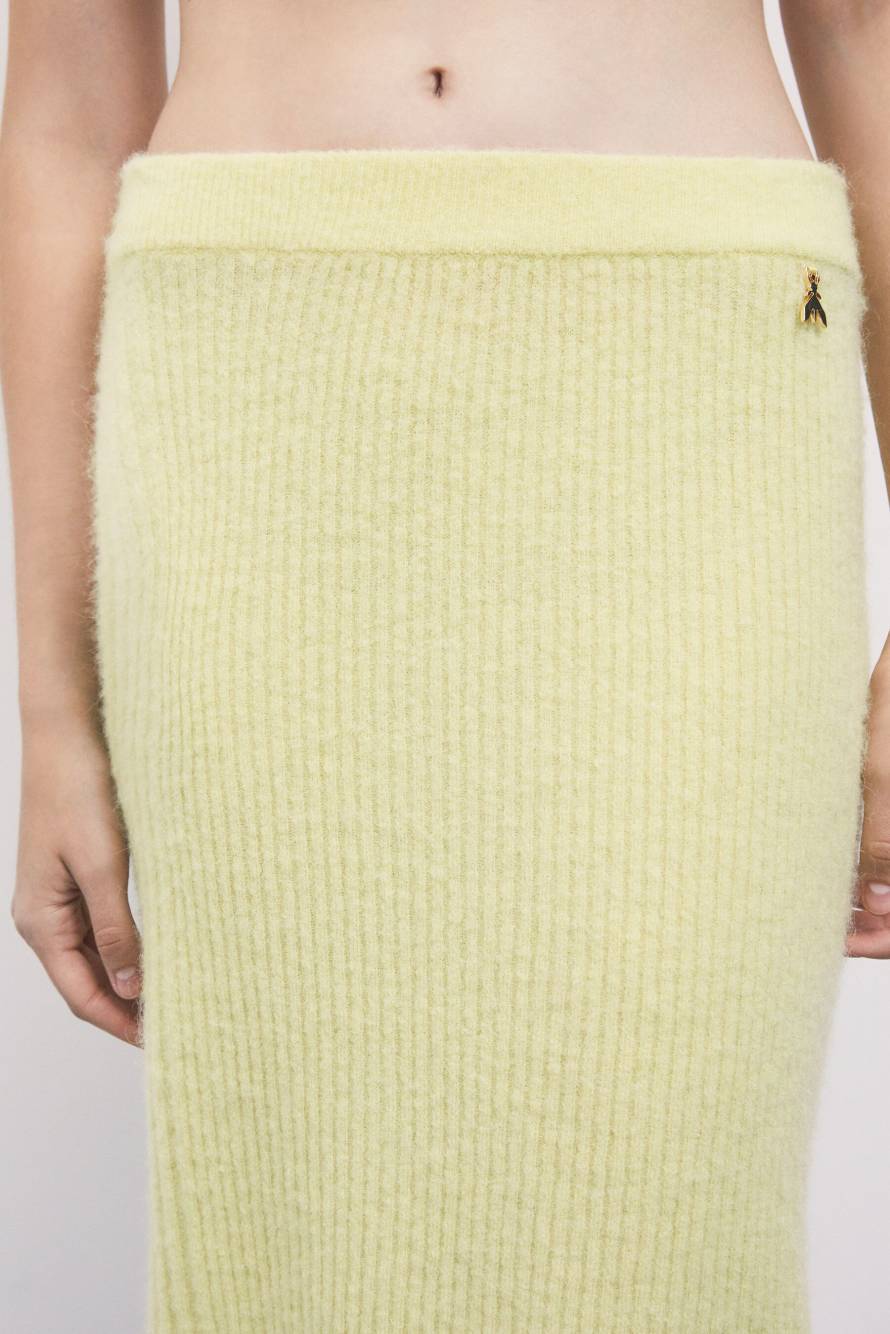 Knitted midi skirt with slit, Yellow, Patrizia Pepe