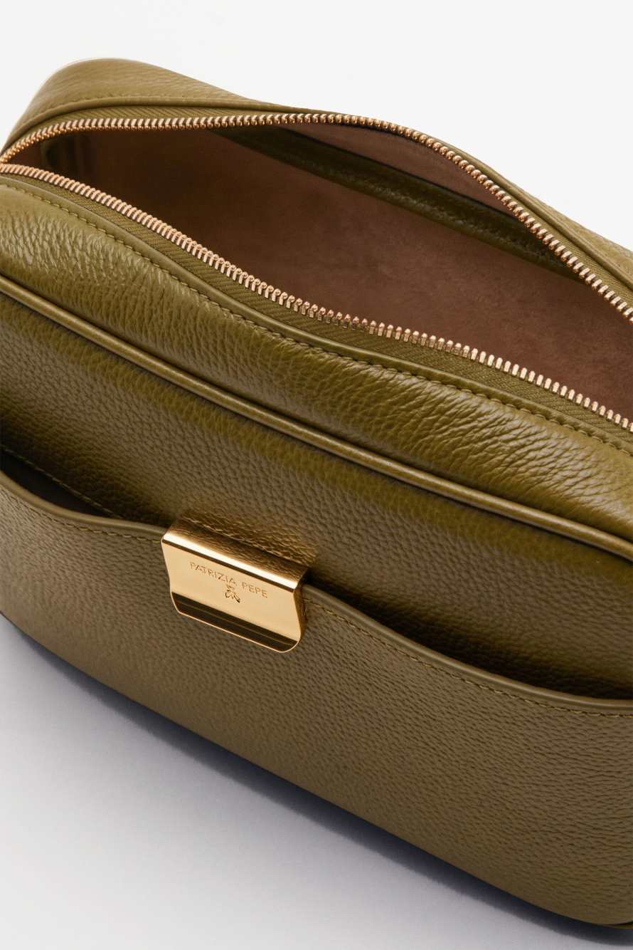Borsa a tracolla All Day in pelle, Verde, Patrizia Pepe