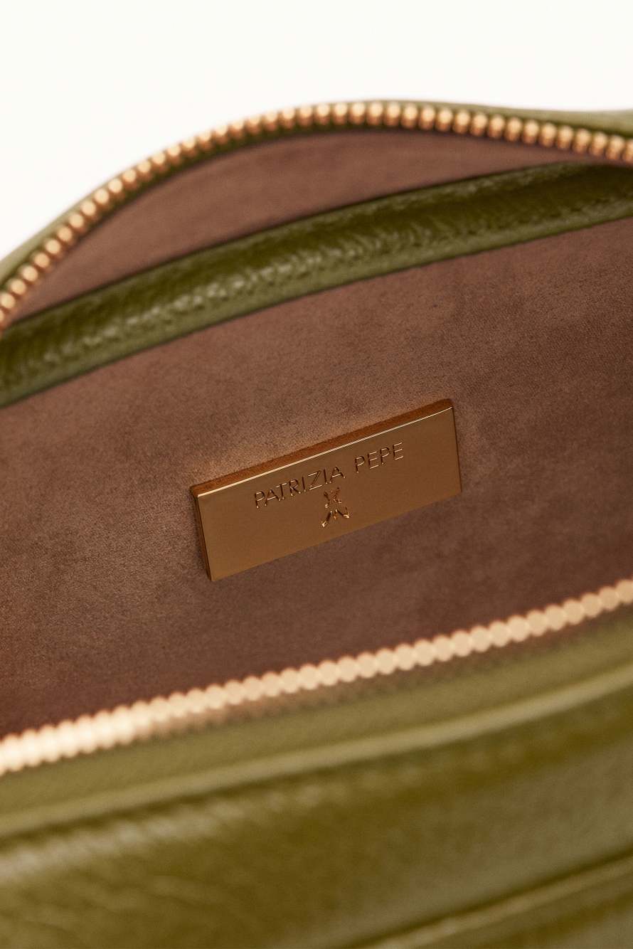 Borsa a tracolla All Day in pelle, Verde, Patrizia Pepe