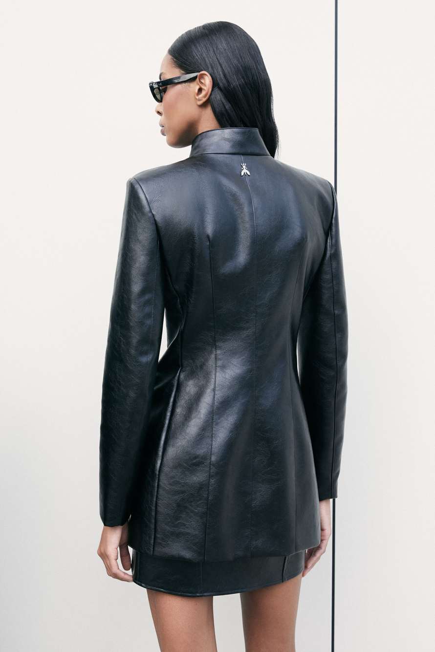 Officier jacket in coated fabric, Black, Patrizia Pepe