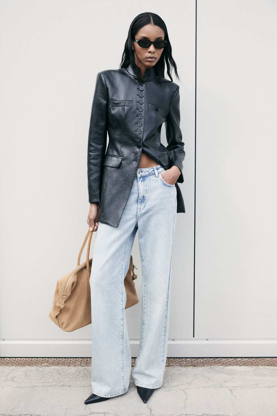 Officier jacket in coated fabric, Black, Patrizia Pepe