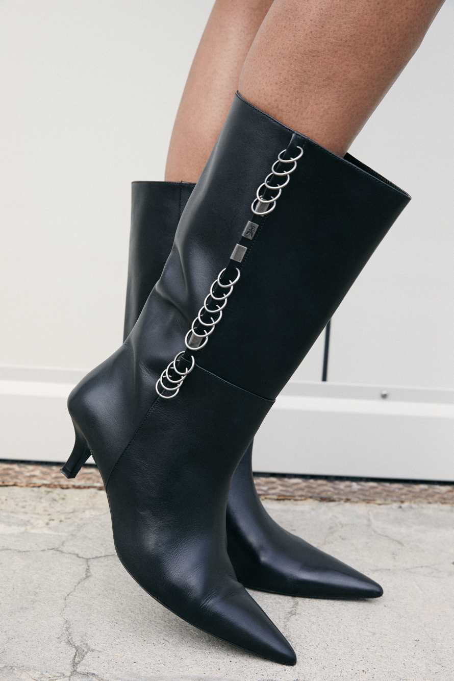 Radical Boho leather boots, Black, Patrizia Pepe